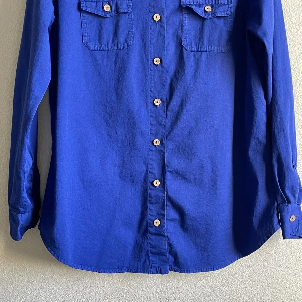 4/$25 Drawstrings of Malibu Long Sleeve Blue Cotton Shirt Travel Wear‎ Women S